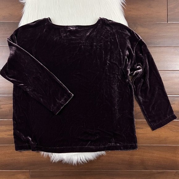 J. Jill Size Medium Fig Velvet‎ Silk Blend Long Sleeve Top - Picture 7 of 8